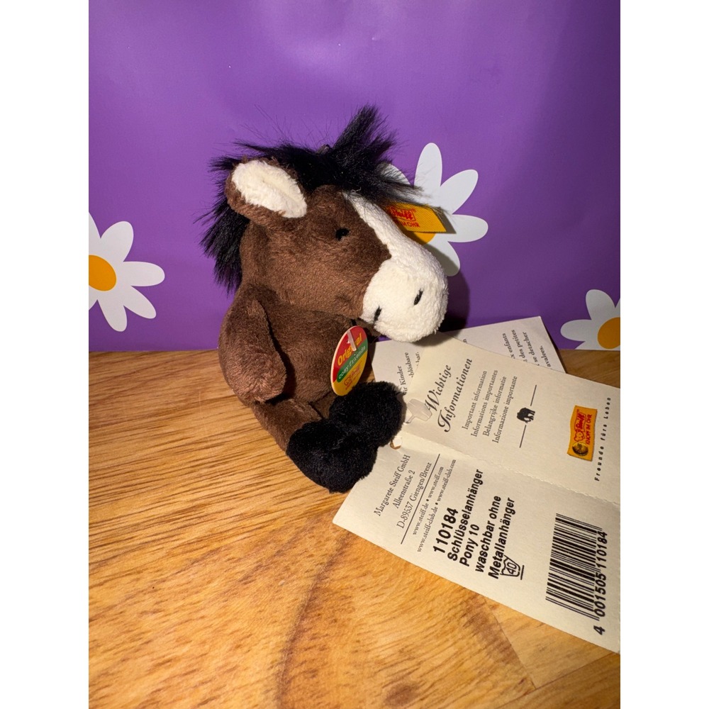Steiff Pony Keychain Plush Unisex Small Brown NWT Cosy Friends Horse 110184